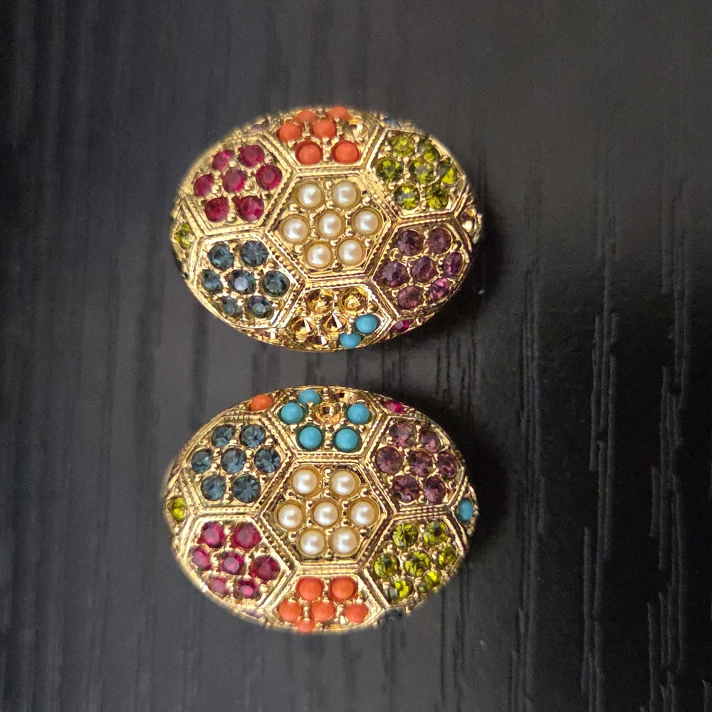 Designer D'Orlan Buried Treasure Collection 1980s 22k Triple Gold Plate Earrings